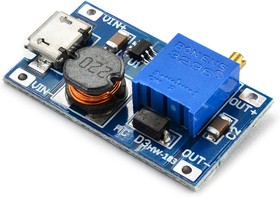 Photo 1/3 MT3608 DC-DC module (micro USB), DC-DC converter, boost, Uin=2...24V, Uout= up to 28V, Iout(max)=2A with micro USB