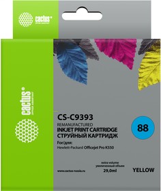 Фото 1/10 Картридж струйный Cactus CS-C9393 №88 желтый (29мл) для HP DJ Pro K550