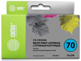 Фото 1/3 Картридж струйный Cactus CS-C9454A №70 желтый (130мл) для HP DJ Z3100