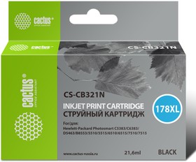 Фото 1/4 Картридж струйный Cactus CS-CB321N(CS-CB321) №178XL черный (21.6мл) для HP PS B8553/C5383/C6383/D5463
