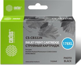 Фото 1/4 Картридж струйный Cactus CS-CB322N(CS-CB322) №178XL фото черный (14.6мл) для HP PS B8553/C5383/C6383/D5463