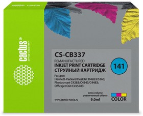 Фото 1/6 Картридж струйный Cactus CS-CB337 №141 многоцветный (9мл) для HP DJ D4263/D4363/D5360/DJ J5783/J6413