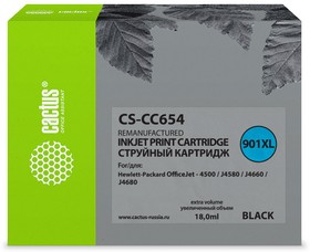 Фото 1/10 Картридж струйный Cactus CS-CC654 №901 черный (18мл) для HP DJ 4500/J4580/J4660/J4680