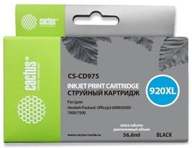 Фото 1/10 Картридж струйный Cactus CS-CD975 №920XL черный (56.6мл) для HP DJ 6000/6500/7000/7500