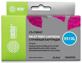 Фото 1/9 Картридж струйный Cactus CS-CN047 №951XL пурпурный (26мл) для HP DJ Pro 8100/8600