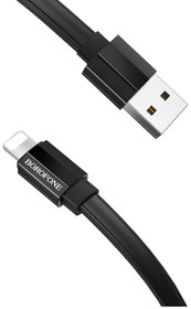 Фото 1/2 USB-кабель BOROFONE, AM-8pin Lightning 1.2 метра, 2.4A, ТПЭ, чёрный 23752-BU8iBK