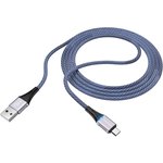USB-кабель BOROFONE, AM-microBM 1.2 метра, 2.4A, нейлон, синий 23752-BU25mB
