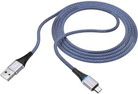 Фото 1/3 USB-кабель BOROFONE, AM-microBM 1.2 метра, 2.4A, нейлон, синий 23752-BU25mB