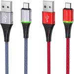 USB-кабель BOROFONE, AM-microBM 1.2 метра, 2.4A, нейлон, синий 23752-BU25mB