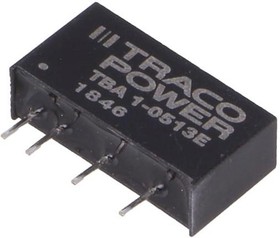 Фото 1/3 TBA 1-0513E, Isolated DC/DC Converters - Through Hole Encapsulated SIP-7; 1W Output 1 (Vdc): 15