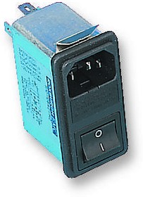 RIQ-0442-H2, Filtered IEC Power Entry Module, IEC C14, General Purpose, 4 А, 250 В AC, 2-Полюсный выключатель