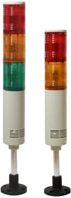 Фото 1/2 Светосигнальная колонна d=56мм, светодиод, стойка 70мм, основание d=70мм, постоянное свечение, зуммер, цвет: красный, желтый, 24VDC, IP50, к