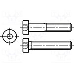 B5X16/BN17, Винт, M5x16, Головка цилиндрическая, сталь, цинк, HEX 3 мм