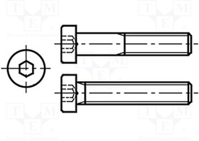 B5X16/BN17, Винт, M5x16, Головка цилиндрическая, сталь, цинк, HEX 3 мм