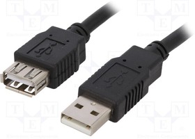 CAB-USBAAF/5-BK, Кабель, USB 2.0, гнездо USB A, вилка USB A, 5м, черный