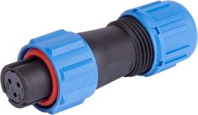 OL1110/S3, Разъем герметичный 3pin розетка на кабель с гайкой