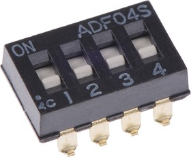 Фото 1/2 ADF04S04, DIP Switches / SIP Switches SPST 4P FLUSH SLIDE SMT DIP SWITCH