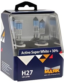 Лампа 12V H27 27W +30% PG13 Маяк Active Super White 2 шт. DUOBOX 72727/1ASW+30