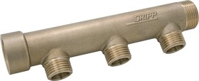 003682, Brass Pipe Fitting, Straight Compression Manifold, Male 3/4in to Male 1/2in