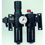 BL64-201, G 1/4 FRL, Automatic Drain, 40μm Filtration Size - With Pressure Gauge