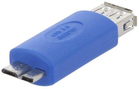 Фото 1/2 AK-AD-25, Адаптер, USB 3.0, гнездо USB A, вилка micro USB B, Цвет: синий