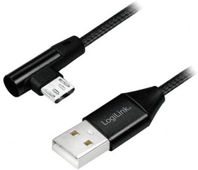 Фото 1/2 CU0142, Кабель, USB 2.0, вилка USB A, угловая вилка micro USB B, 1м