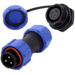 DS1110-25-03BU8, Разъем: круглый; "папа" + "мама"; PIN: 3; 3А; IP67; 500В; пайка