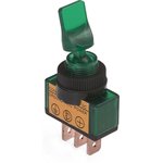 ASW-14D (green), Illuminated Toggle Switch ON-OFF (20A 12VDC) SPST 3P