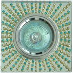 Встраиваемый светильник MR16 хром зеркальный+стразы прозрачные и синие, FT 524