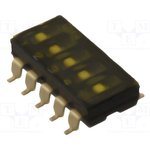 A6S-5102-H, Переключатель: DIP-SWITCH, Кол-во секций: 5, ON-OFF, 0,025A/24ВDC