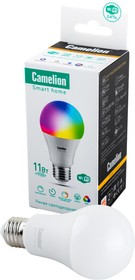 Camelion Smart Home LSH11/A60/RGBCW/Е27/WIFI диммируемая 11Вт Е27 RGB BL1, Лампа светодиодная