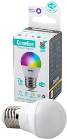 Camelion Smart Home LSH7/G45/RGBCW/Е27/WIFI диммируемая 7Вт Е27 RGB BL1, Лампа светодиодная