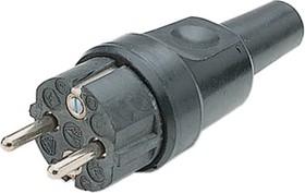 341/GU/S, Mains Plug 16A DE Type F (CEE 7/4) Plug Black