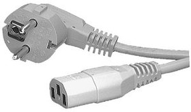6900-168.64, AC Power Cable, DE Type F (CEE 7/4) Plug - IEC 60320 C13, 2.5m, Grey