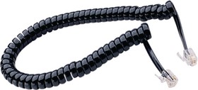 127-1-4, Telephone Cable, RJ45 Plug - RJ45 Plug, Coiled, 1.8m, Black