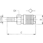 Brass Male Quick Air Coupling, 8mm Hose Barb