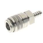 Brass Male Quick Air Coupling, 6mm Hose Barb