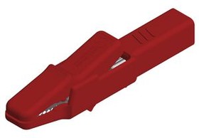 AK 2 B RED, Safety crocodile clip, Red, 300V, 25A