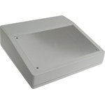 G1502, Корпус для РЭА 228х216х76/50мм, пластик, светло-серый, алюминиевая панель