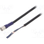 XS3F-LM8PVC3S5M, Соединительный кабель, M8, PIN 3, прямой, 5м, вилка, 0,5А, -10-65°C