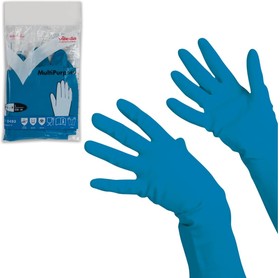 Фото 1/3 Хозяйственные резиновые многоцелевые перчатки с х/б напылением, прочные, размер L, 602152