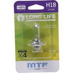HLL1218B, Лампа 12V H18 65W PY26d-1 +30% блистер (1шт.) Long Life MTF