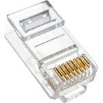 Коннектор RJ45 UTP 8P8C, универсальный, со вставкой, cat.6, 100 шт. -PL45-8P8C-6V