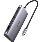 Разветвитель USB UGREEN 9 в 1, 3 x USB 3.0, HDMI, VGA, RJ45, TF/SD(40873)