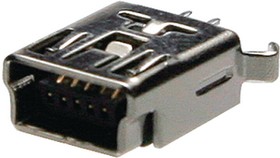 651005136421, USB Connector, Mini USB-B 2.0 Receptacle, Straight, 5 Poles