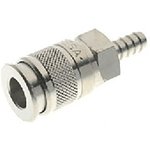 Brass Male Quick Air Coupling, 8mm Hose Barb
