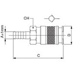 Brass Male Quick Air Coupling, 8mm Hose Barb