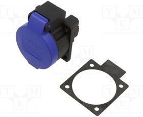 1323-0BC, Connector: AC supply; socket; 2P+PE; 250VAC; 16A; black,blue; PIN: 3