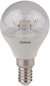 Фото 1/5 Лампа светодиодная LED STAR CLASSIC P 40 5.4W/830 5.4Вт шар прозрачная 3000К тепл. бел. E14 470лм 220-240В пластик. OSRAM 4052899971622