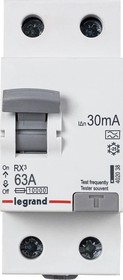 Фото 1/10 Выключатель дифференциального тока (УЗО) 2п 63А 30мА тип A RX3 Leg 402038